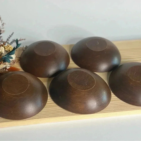 Vintage MCM Wood Bowls Hand Turned Salad Bowls Made in USA 5 - Picture 9 of 9